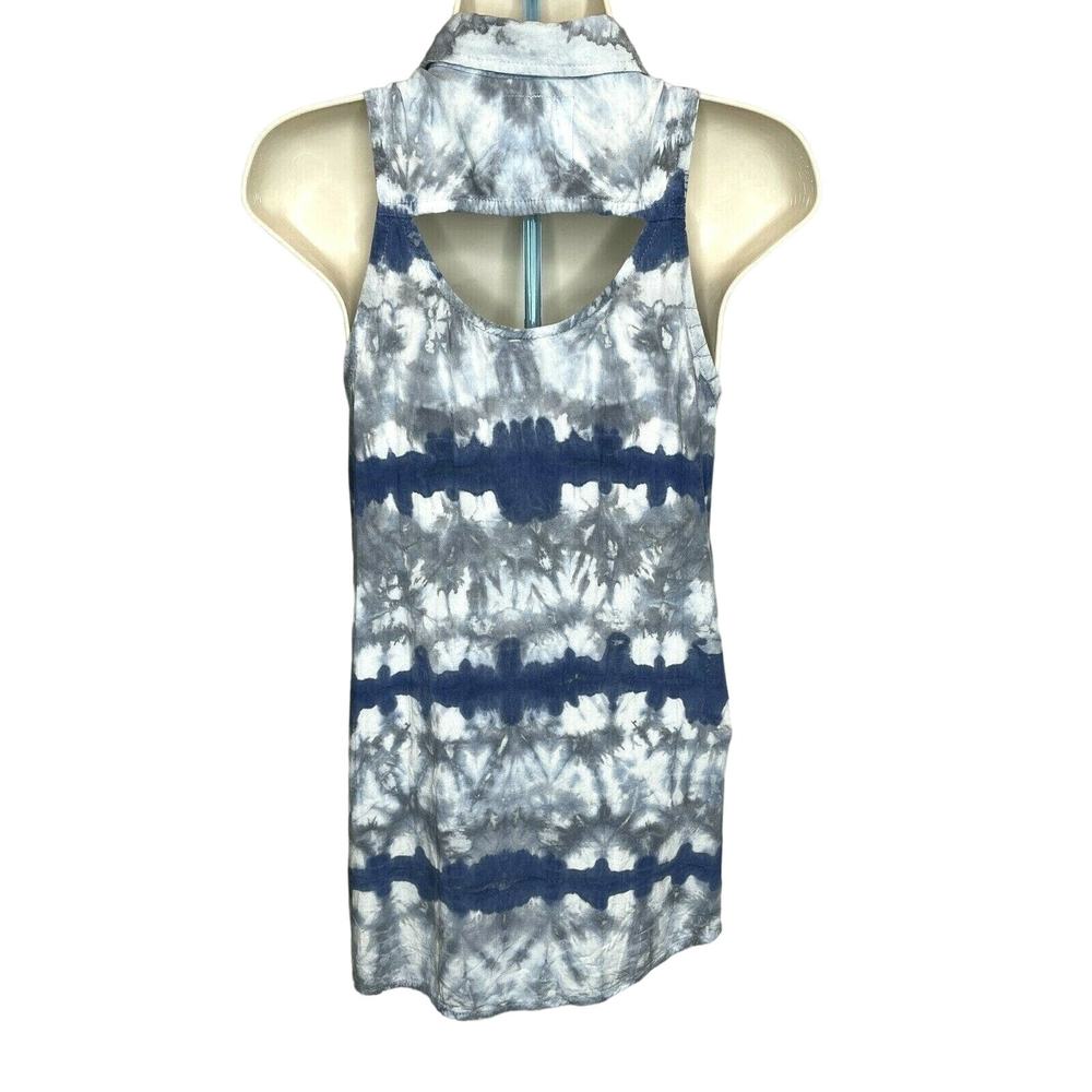 One Teaspoon Women's Shirt Top S Small Sleeveless Keyhole Back Button Up Tie Dye